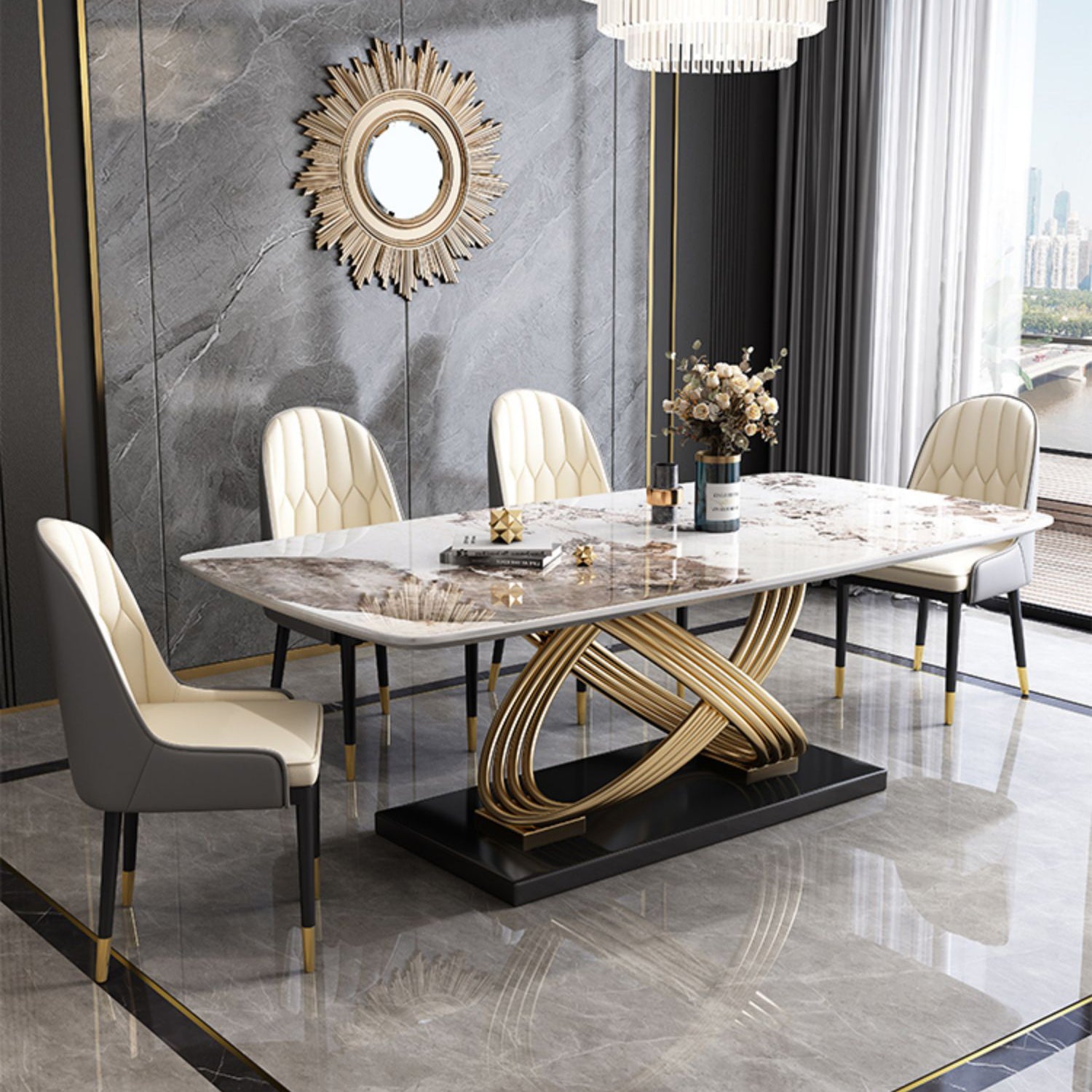 Contemporary¬†Kitchen¬†Dining¬†Room¬†Set with¬†Rectangle Sintered Stone Top¬†Formal¬†Dining¬†Table¬†Furniture