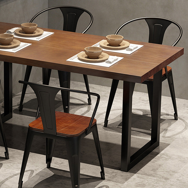 Industrial Wooden Dining¬†Room¬†Set with Rectangle Table and Metal Base Dining Table Furniture