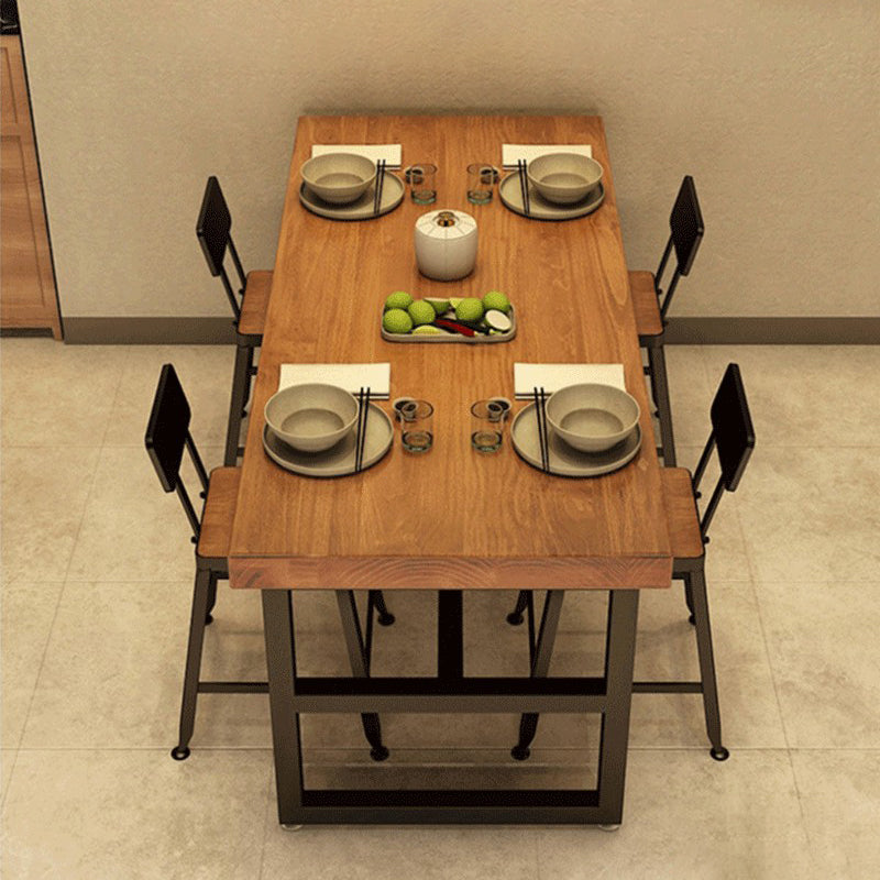 Industrial Wooden Dining¬†Room¬†Set with Rectangle Table and Metal Base Formal Dining Table Furniture