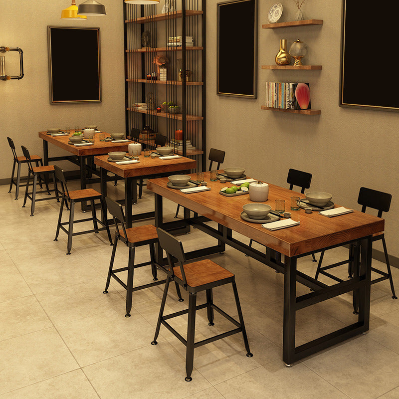 Industrial Wooden Dining¬†Room¬†Set with Rectangle Table and Metal Base Formal Dining Table Furniture