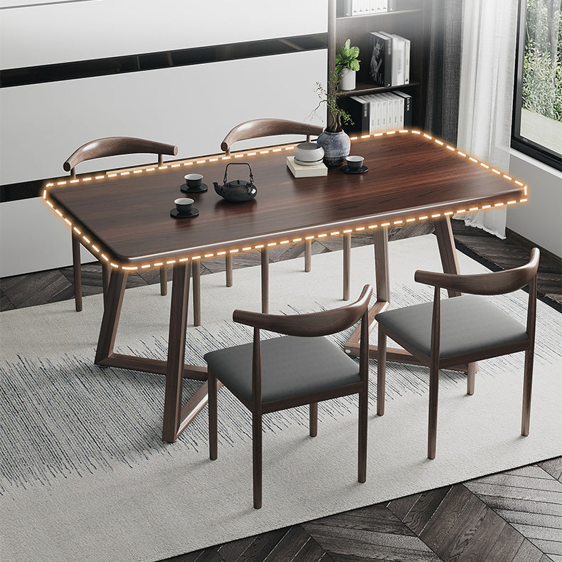 Wooden Modern Dining Room Set with Double Pedestal Base Formal Table Set for Home Use