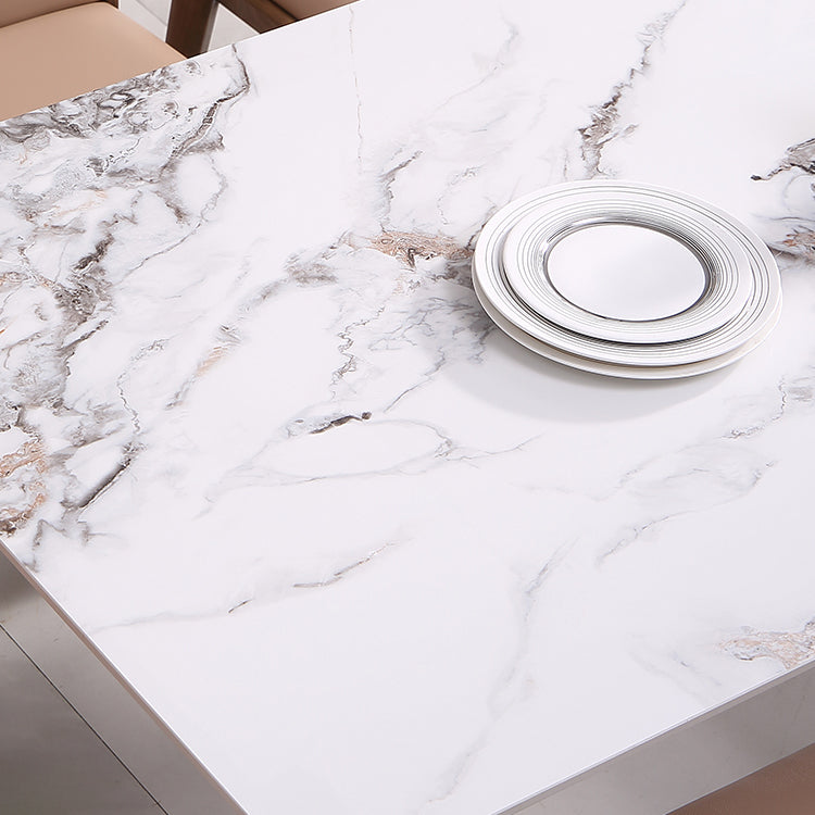 Modern Sintered Stone Dining Table Rectangular Dining Table with Four-leg Solid Wood Base