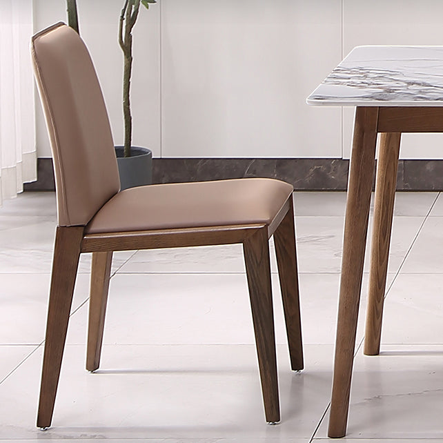 Modern Sintered Stone Dining Table Rectangular Dining Table with Four-leg Solid Wood Base