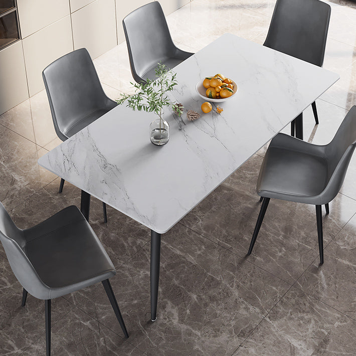 Modern Style Sintered Stone Dining Table Rectangular Dining Table with Metal Base