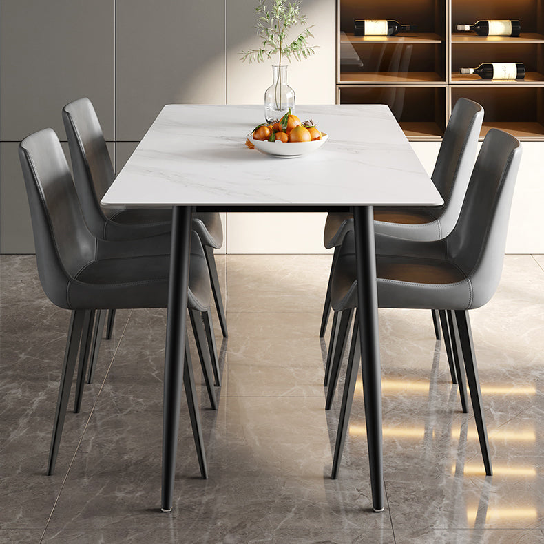 Modern Style Sintered Stone Dining Table Rectangular Dining Table with Metal Base