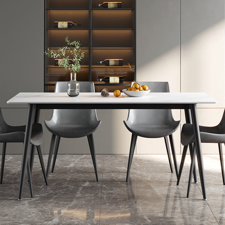 Modern Style Sintered Stone Dining Table Rectangular Dining Table with Metal Base