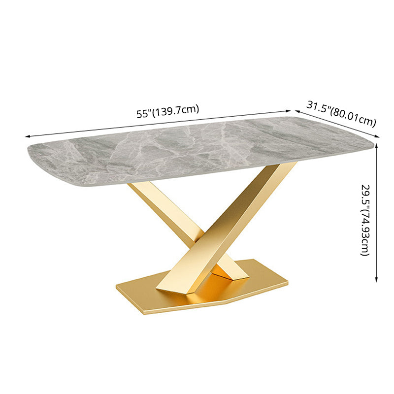 Modern Style Sintered Stone Kitchen Set with Table and Upholstered Chairs