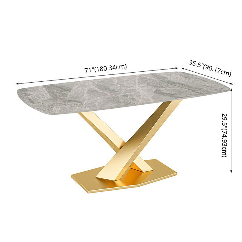 Modern Style Sintered Stone Kitchen Set with Table and Upholstered Chairs