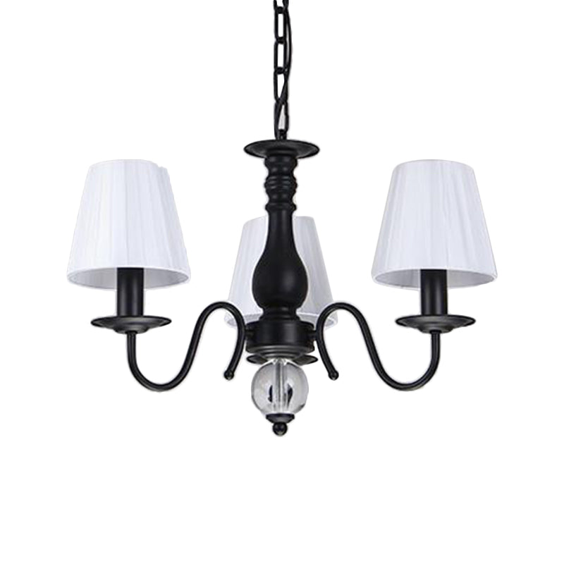 Lampadario a pendente del soggiorno conico Tessuto tradizionale in tessuto 3/5/6 Luci Bianco.