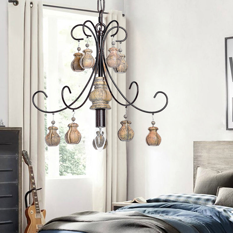 Lampada sospesa per camera da letto tradizionale tradizionale lampadina singola lampadario nero a sospensione