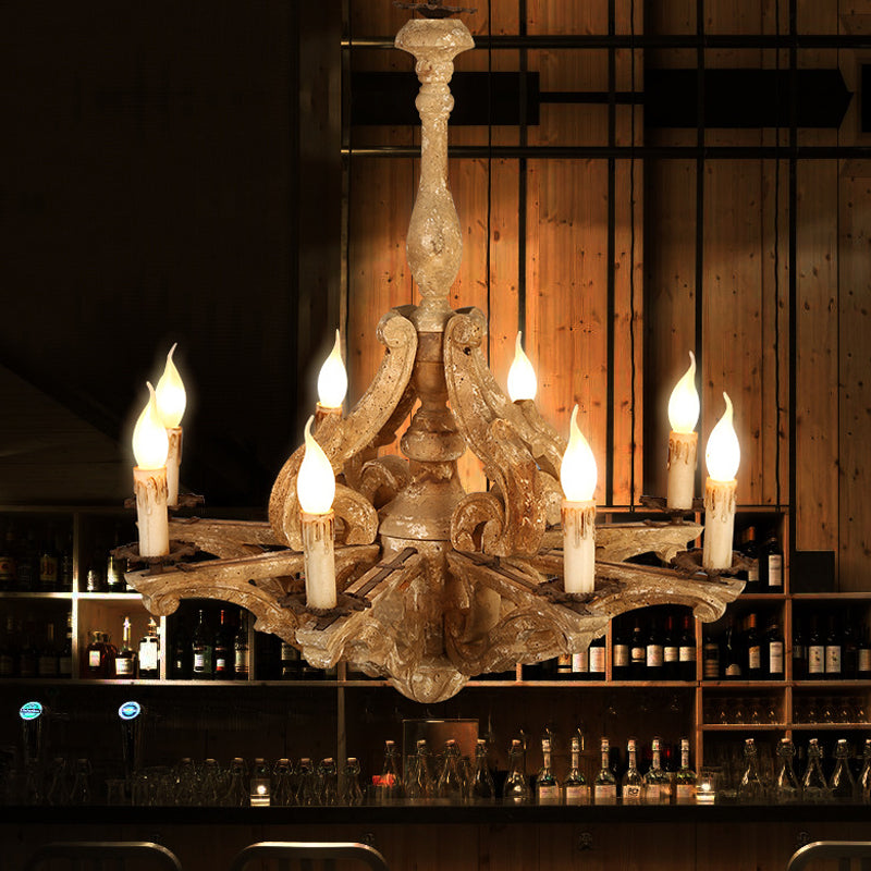 Lampe à lustre en bois de bougie en bois