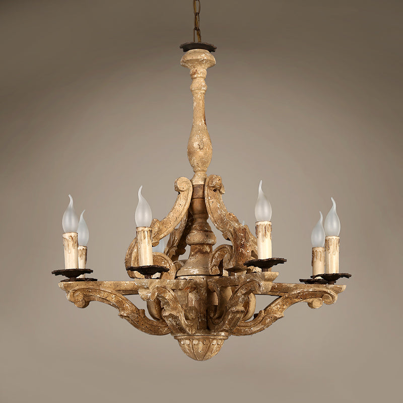 Lampe à lustre en bois de bougie en bois