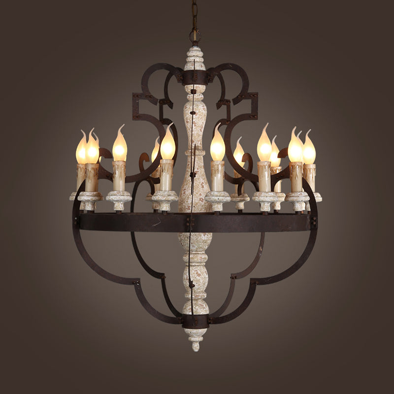 Bougie de lustre suspendue en bois 15 ampoules Traditional Pendant Lightture pour salle à manger