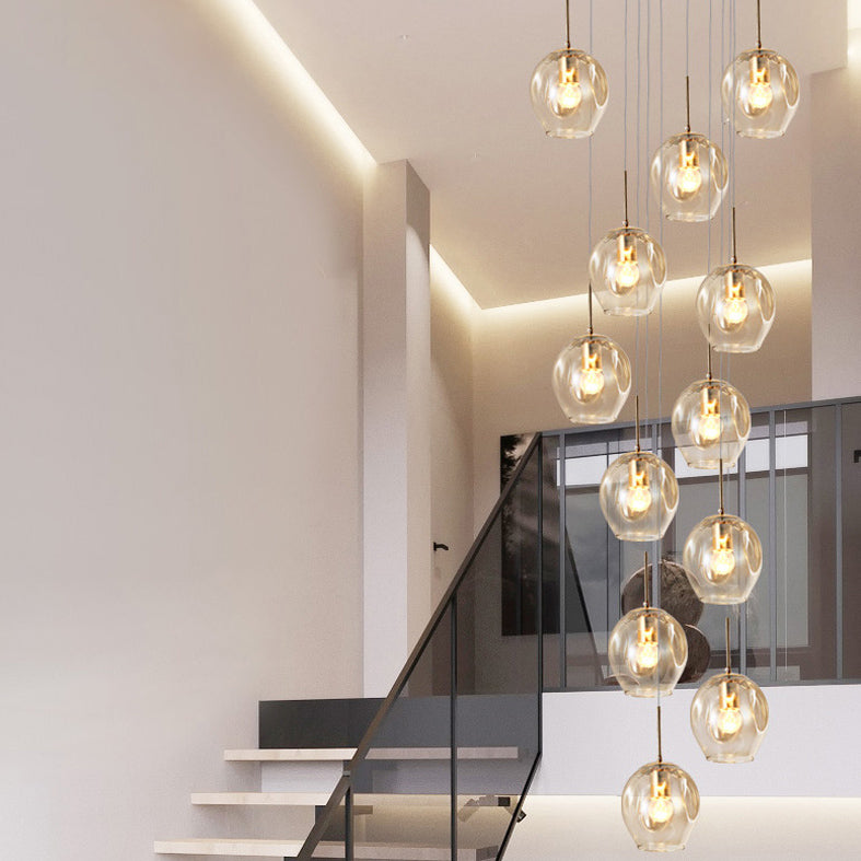 Minimalismo contemporaneo a sospensione vetro trasparente 10 piega per soffitto sospesa per le scale a spirale