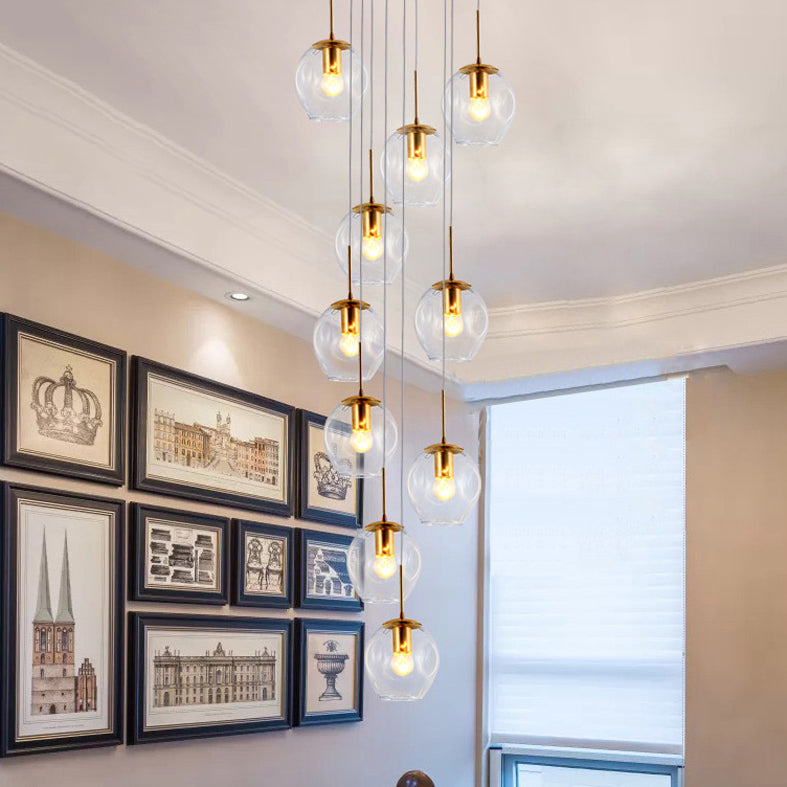 Minimalismo contemporaneo a sospensione vetro trasparente 10 piega per soffitto sospesa per le scale a spirale