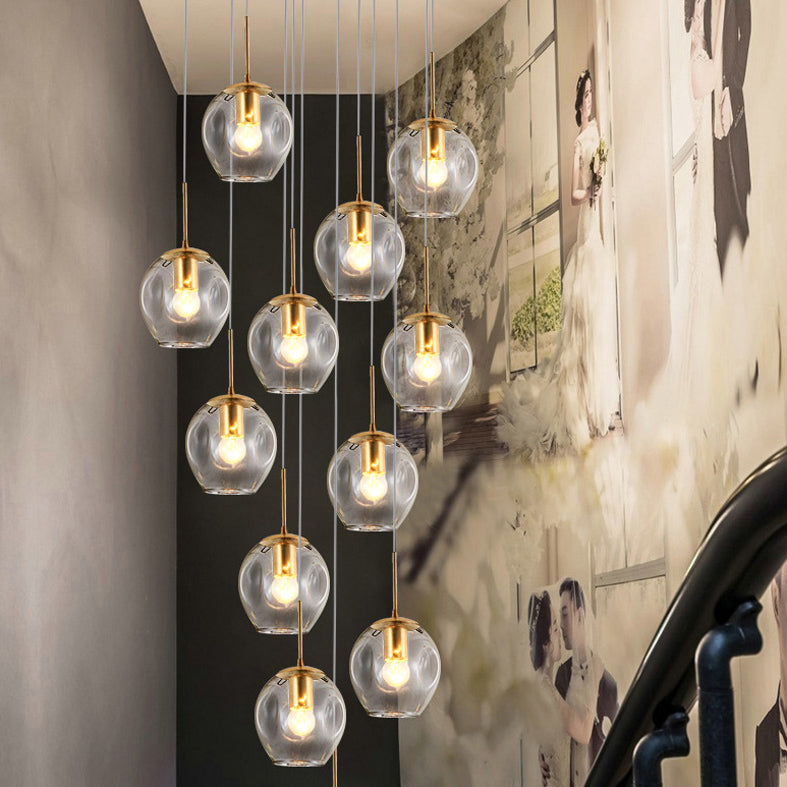Minimalismo contemporaneo a sospensione vetro trasparente 10 piega per soffitto sospesa per le scale a spirale