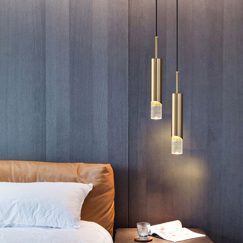 Bedroom Suspended Lighting Fixture Modern Style Hanging Light Kit with Tube Acrylic Shade
