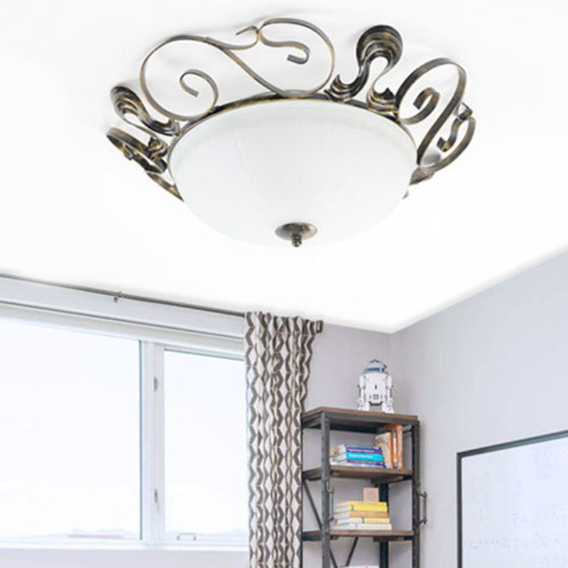 Noir 3 Lumières Éclairage Éclairage Classique Blanc en verre Blanc Fixture de la lumière pour la salle de séjour