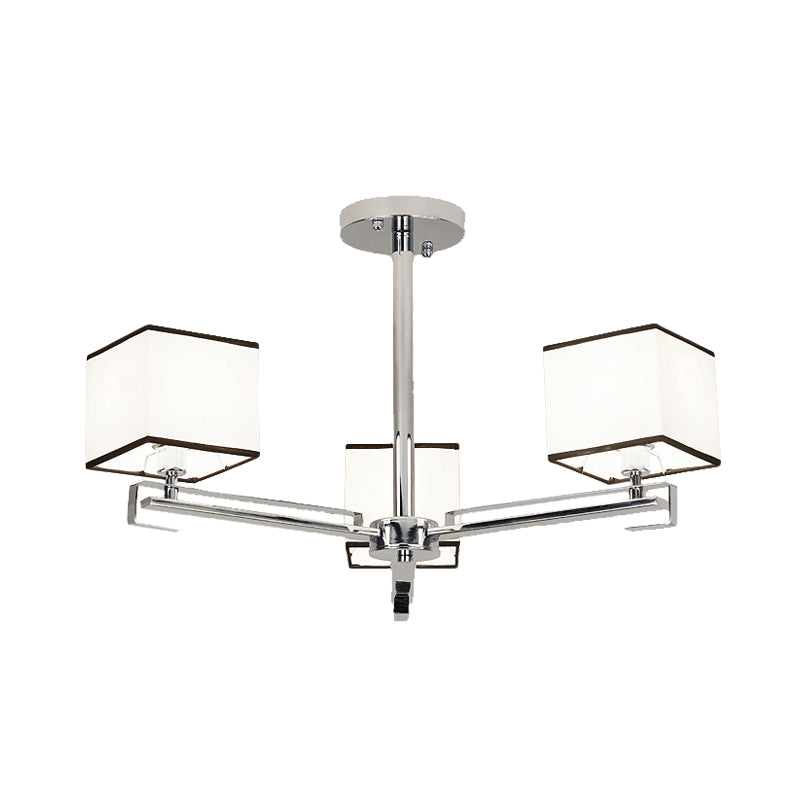 White 3/6/8 Lights Chandelier Light Classic Fabric Square Pendant Lamp for Living Room