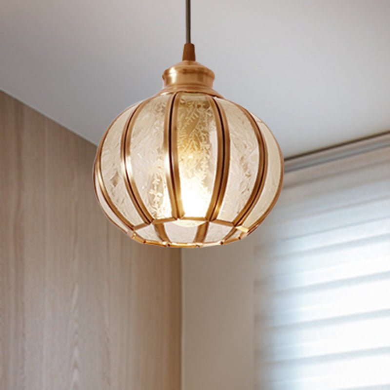 Gestructuur glazen bol cluster hanglamp retro 1/3 bollen messing hangende lamp met ronde/lineaire luifel