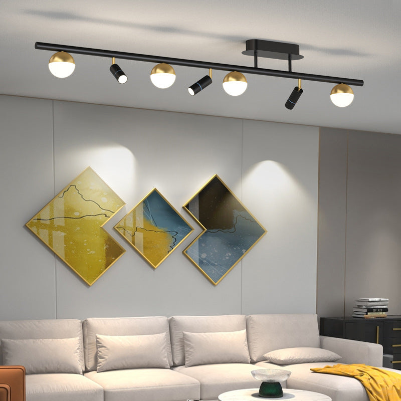 Wrought Iron Track Lighting Modern Linear Ceiling Mounted Lamp for Dining Room