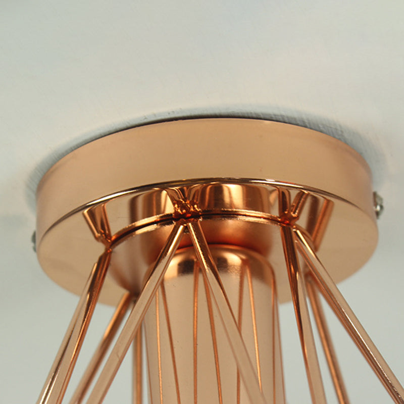 Iron Frame Ceiling Light in Industrial Retro Style Geometric Single Flush Mount for Corridor