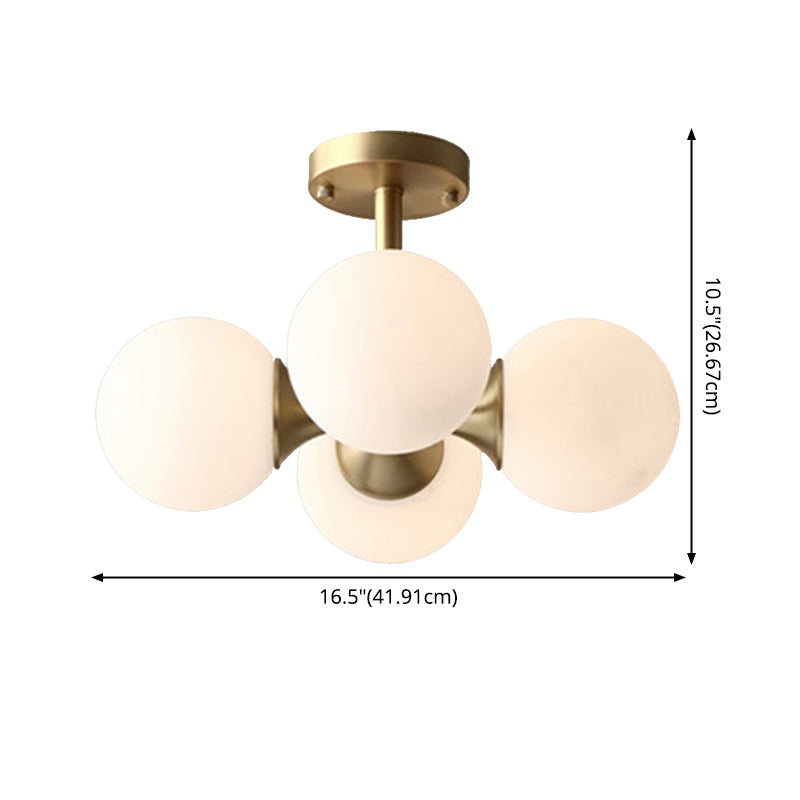 4 luces de vidrio de vidrio semi iluminación de montura de rubor bolas de estilo moderno luz semi descarga para sala de estar