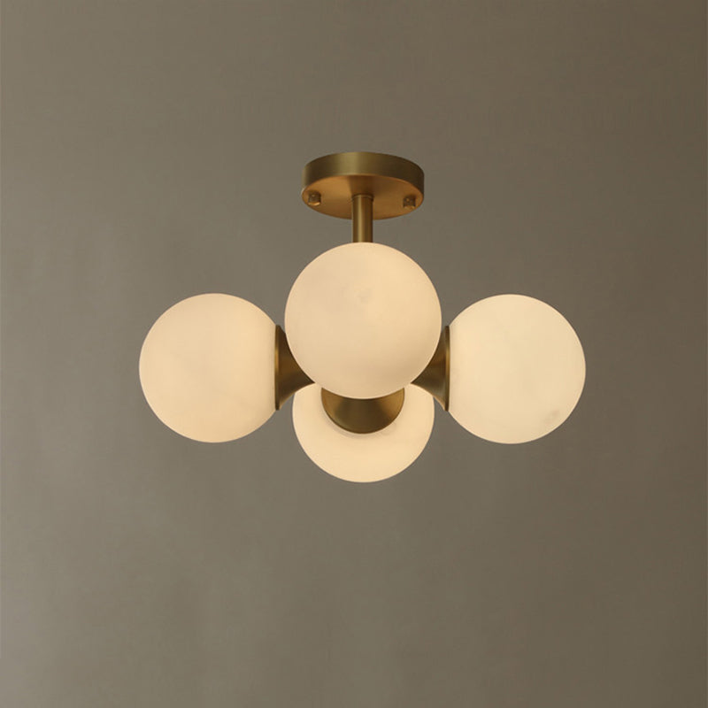 4 luces de vidrio de vidrio semi iluminación de montura de rubor bolas de estilo moderno luz semi descarga para sala de estar