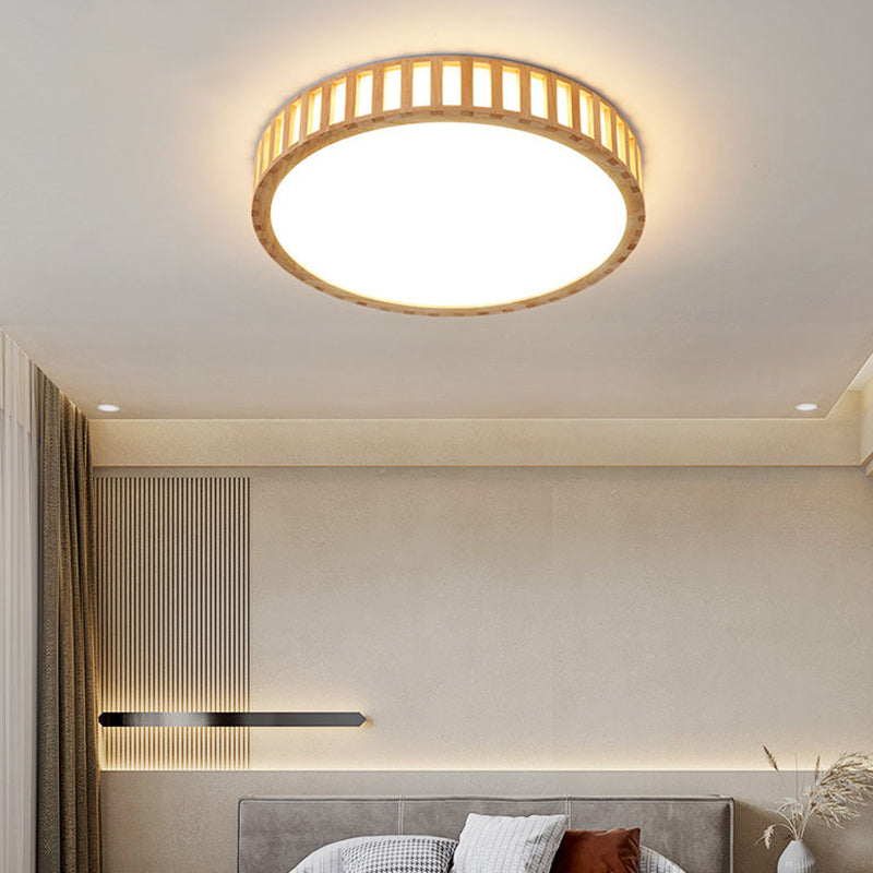 Bois 1-Flush léger Mount Ceiling Fixture Modern Style Drum Flush Mount Lamp for Living Room