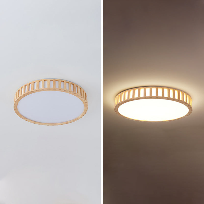 Bois 1-Flush léger Mount Ceiling Fixture Modern Style Drum Flush Mount Lamp for Living Room