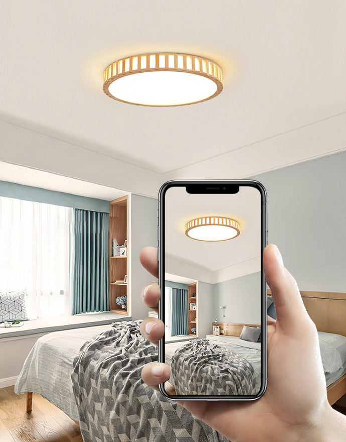 Bois 1-Flush léger Mount Ceiling Fixture Modern Style Drum Flush Mount Lamp for Living Room