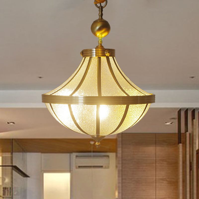 Lampadario a pendente barattolo tradizionale vetro smerigliato 3 lampadine in ottone lampada sospesa per camera da letto