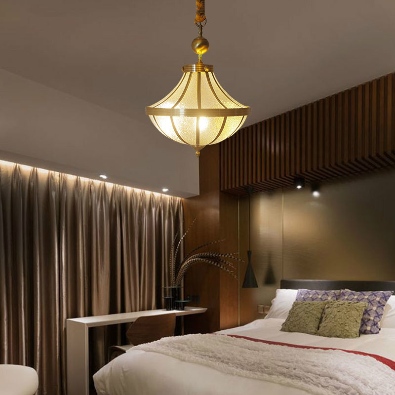 Lampadario a pendente barattolo tradizionale vetro smerigliato 3 lampadine in ottone lampada sospesa per camera da letto