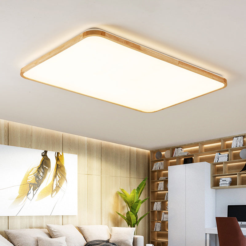 Modern Style Geometric Flush Mount Ceiling Fixture 1-Light Wooden Flush Ceiling Light