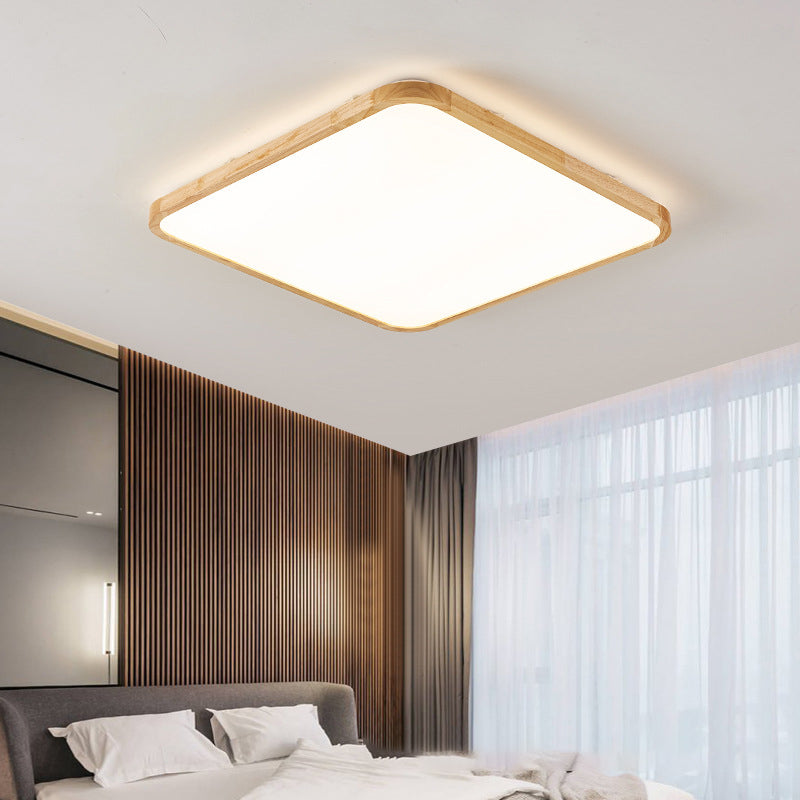 Modern Style Geometric Flush Mount Ceiling Fixture 1-Light Wooden Flush Ceiling Light