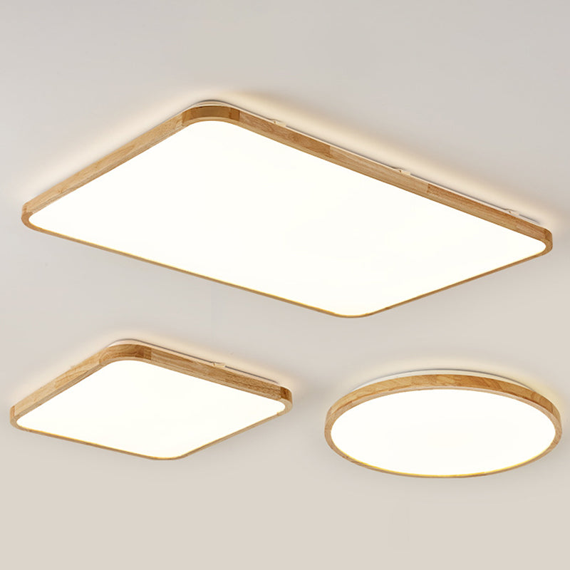Modern Style Geometric Flush Mount Ceiling Fixture 1-Light Wooden Flush Ceiling Light
