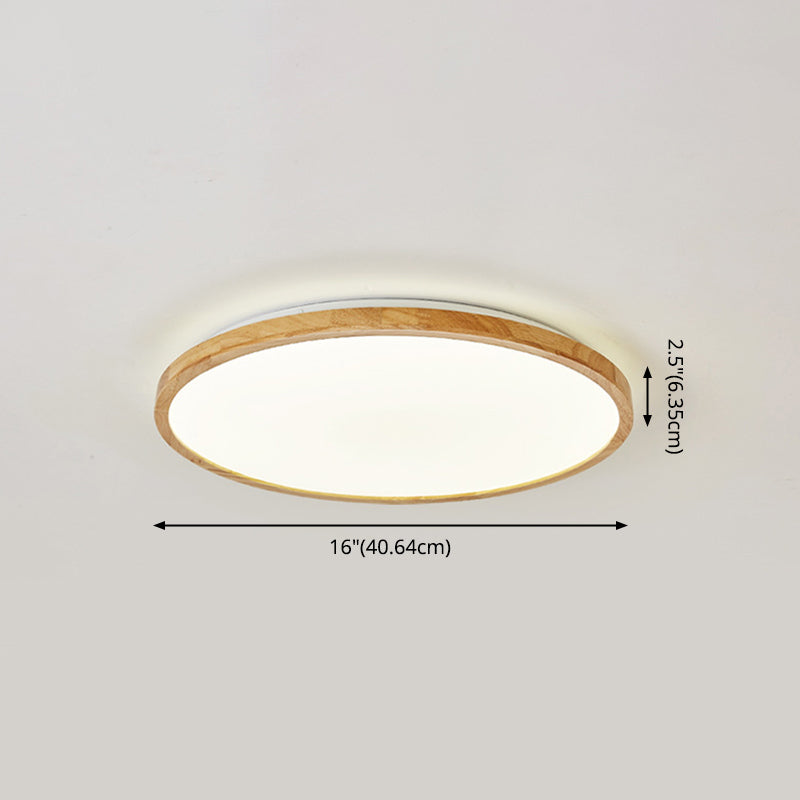 Modern Style Geometric Flush Mount Ceiling Fixture 1-Light Wooden Flush Ceiling Light