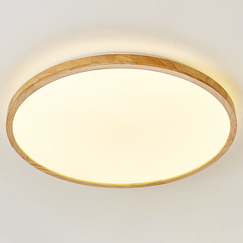 Modern Style Geometric Flush Mount Ceiling Fixture 1-Light Wooden Flush Ceiling Light