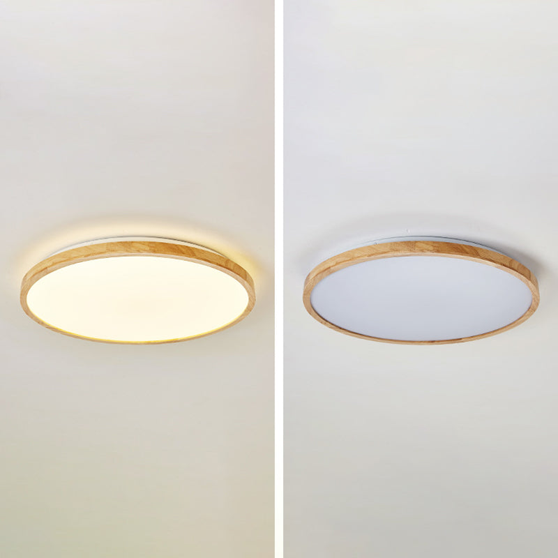 Modern Style Geometric Flush Mount Ceiling Fixture 1-Light Wooden Flush Ceiling Light