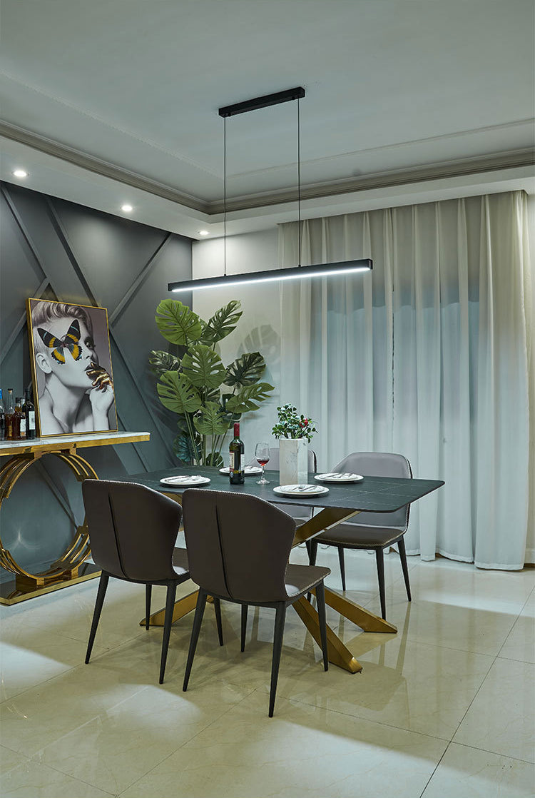 Modern Metal Chandelier Lamp Linear 1-light LED Island Pendant for Dining Room