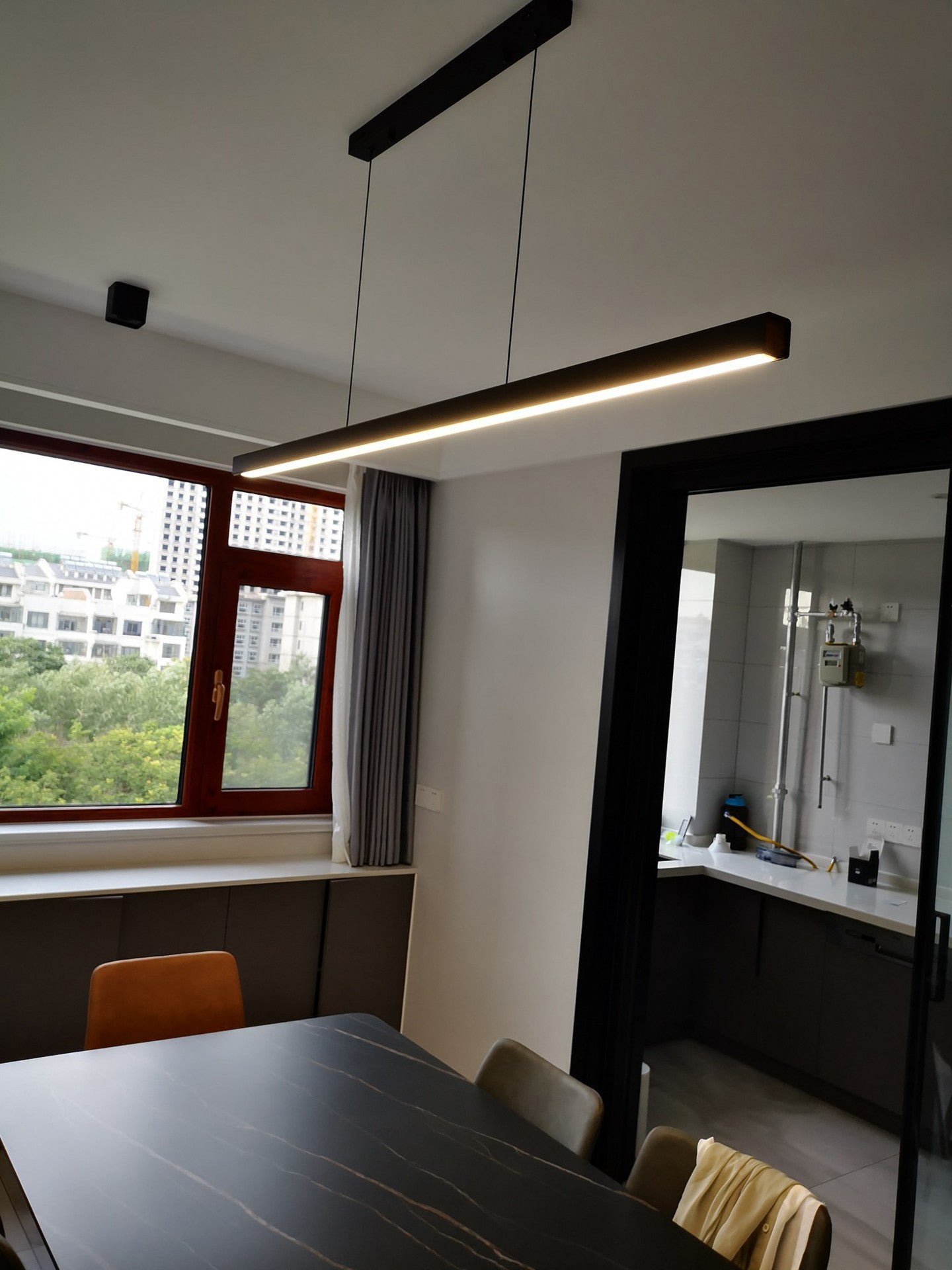 Modern Metal Chandelier Lamp Linear 1-light LED Island Pendant for Dining Room