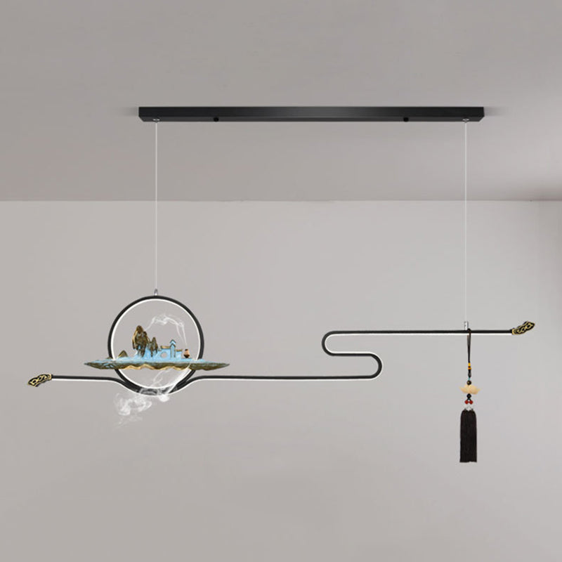 Metal Hanging Pendant Lights Contemporary Linear Hanging Lamps for Tea Room