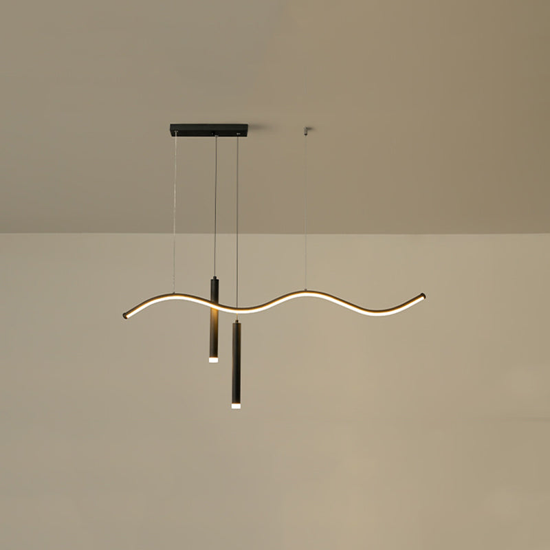 Modern Concise LED Island Light Aluminium Linear Pendant Light with Silicone Shade