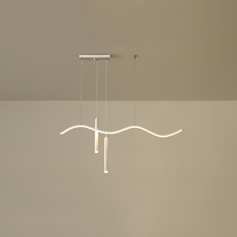 Modern Concise LED Island Light Aluminium Linear Pendant Light with Silicone Shade