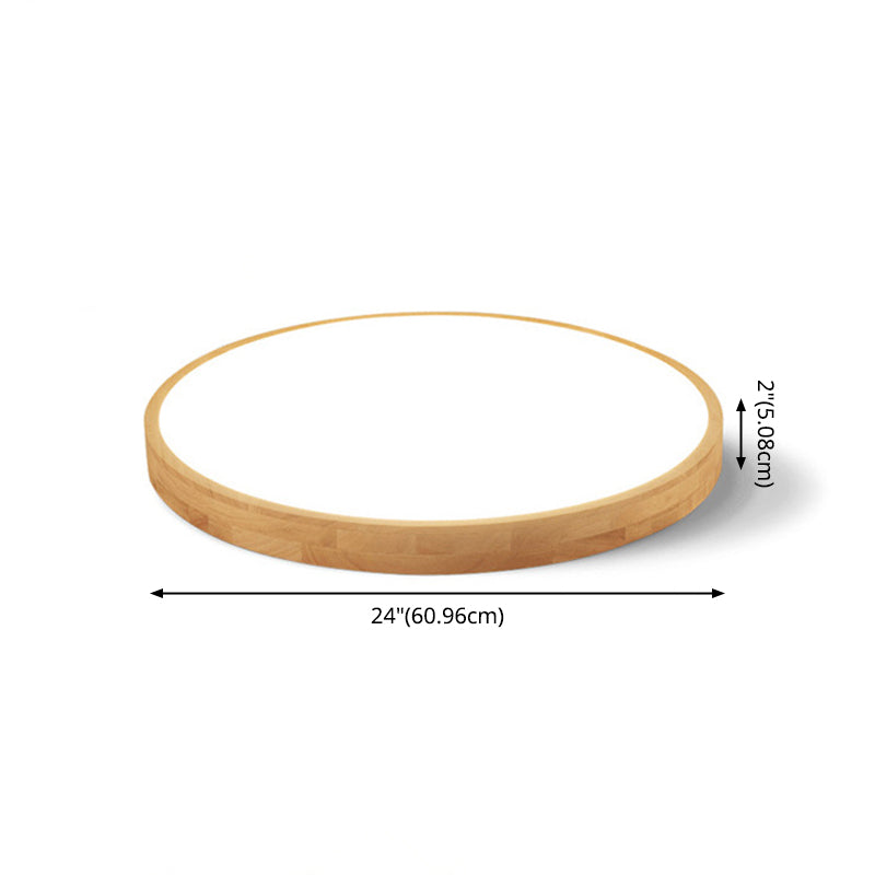 1-Light Wood Flush Mount Led Light Fixture Modern Style Circle Flush Mount Ceiling Lighting