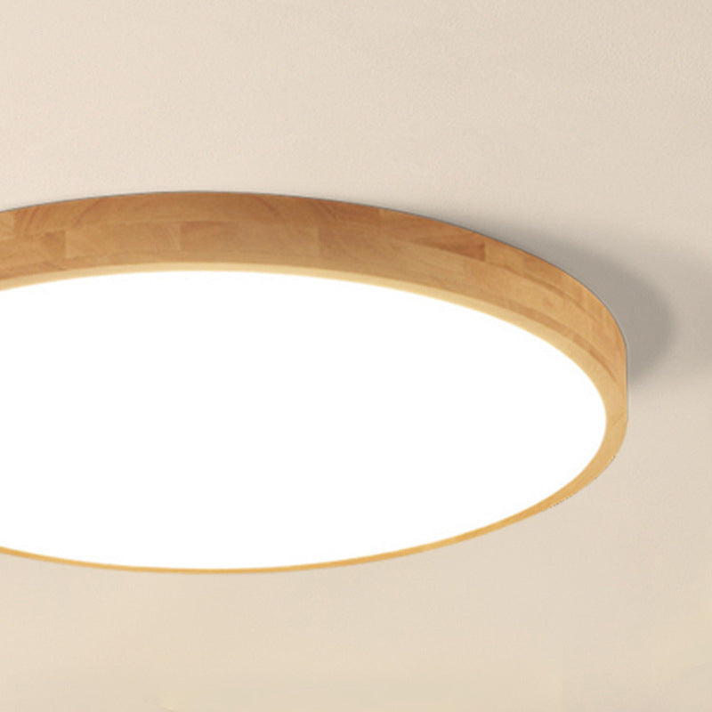 1-Light Wood Flush Mount Led Light Fixture Modern Style Circle Flush Mount Ceiling Lighting