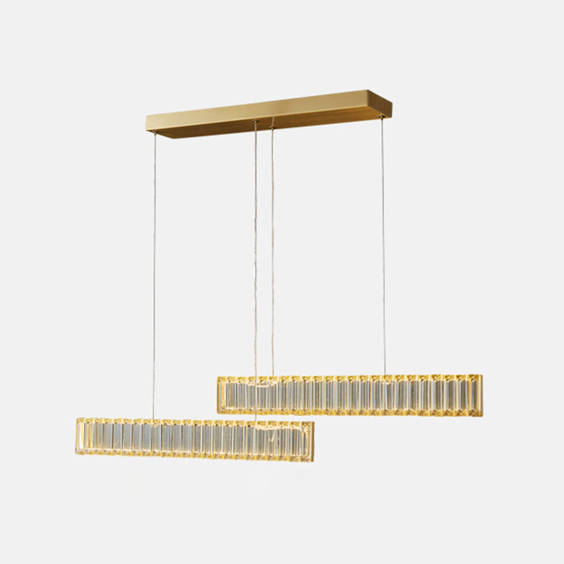 Modern Fashionable LED Island Light Copper Linear Hanging Lamp with Crystal Shade