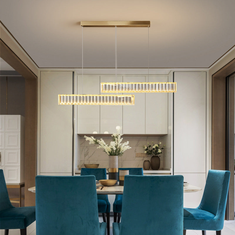 Lampada sospesa lineare moderna a LED a LED LED LED Light con tonalità di cristallo