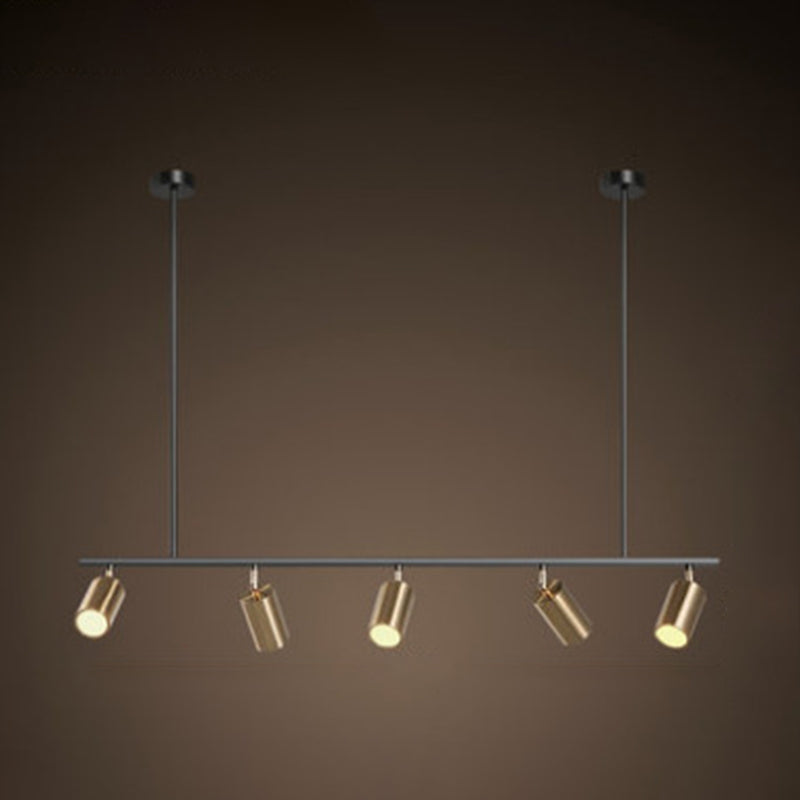 Modern Isola illuminazione cilindro lampadario isola metallo 5 illuminazione dell'isola in oro e nero
