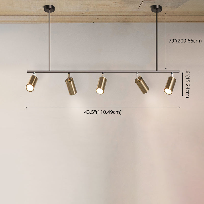 Modern Isola illuminazione cilindro lampadario isola metallo 5 illuminazione dell'isola in oro e nero